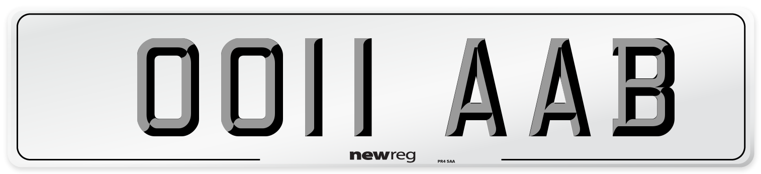 OO11 AAB Number Plate from New Reg